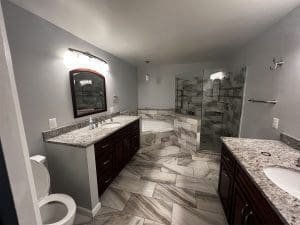 Luxury bathroom remodel with granite counters