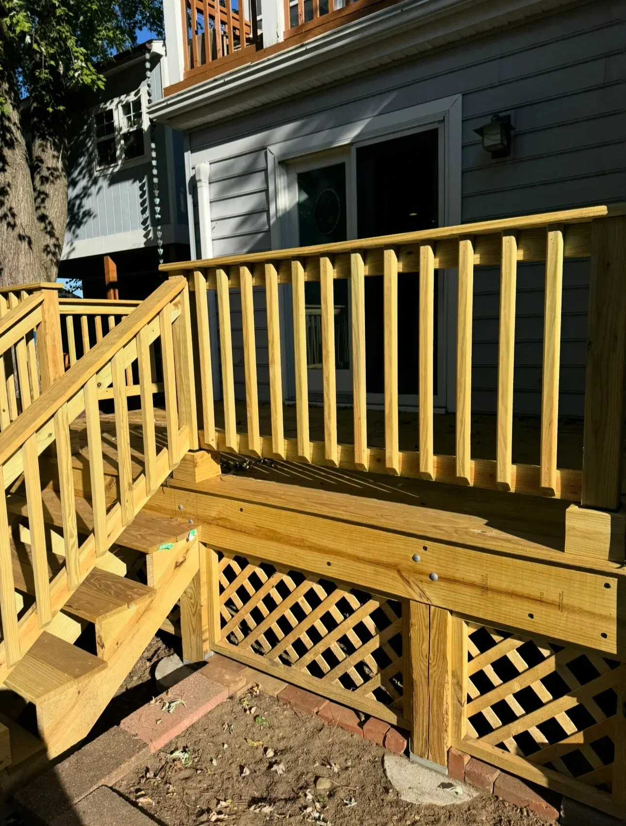 Deck Building New deck stairs with railings