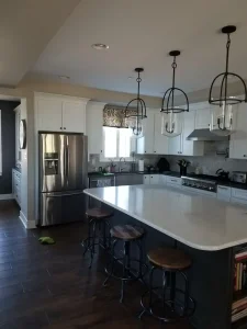 White kitchen remodel with island